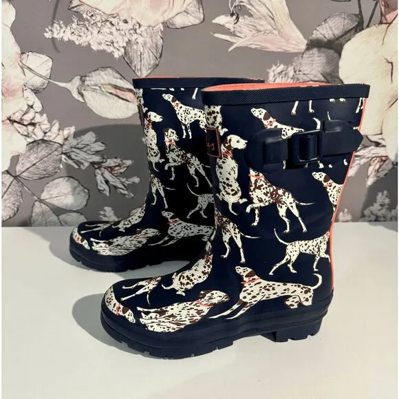 Joules Navy Dalmatian Molly Wellingtons Boots