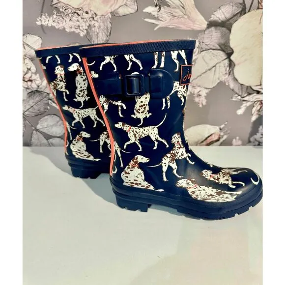 Joules Navy Dalmatian Molly Wellingtons Boots