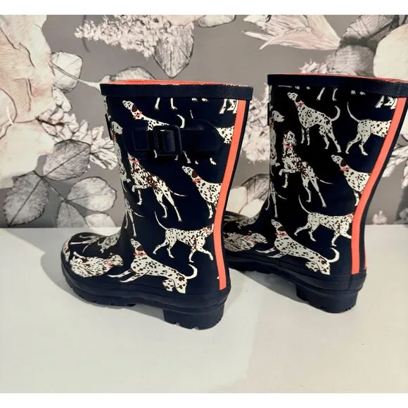 Joules Navy Dalmatian Molly Wellingtons Boots