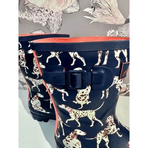 Joules Navy Dalmatian Molly Wellingtons Boots