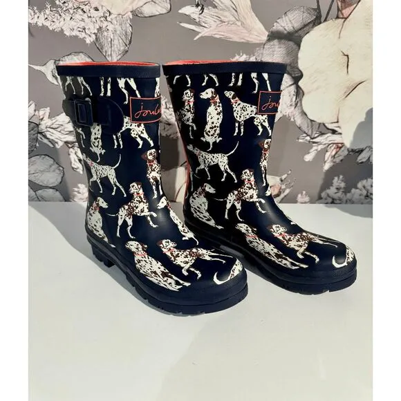 Joules Navy Dalmatian Molly Wellingtons Boots