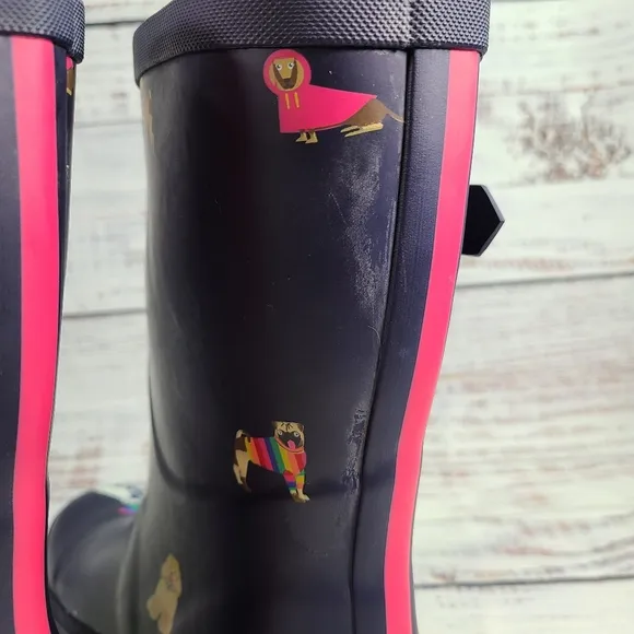 Joules Women's Rain Boots, With dog print, size 7