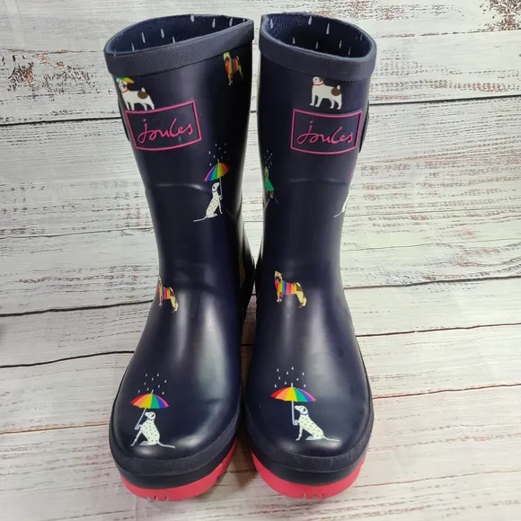 Joules Women's Rain Boots, With dog print, size 7