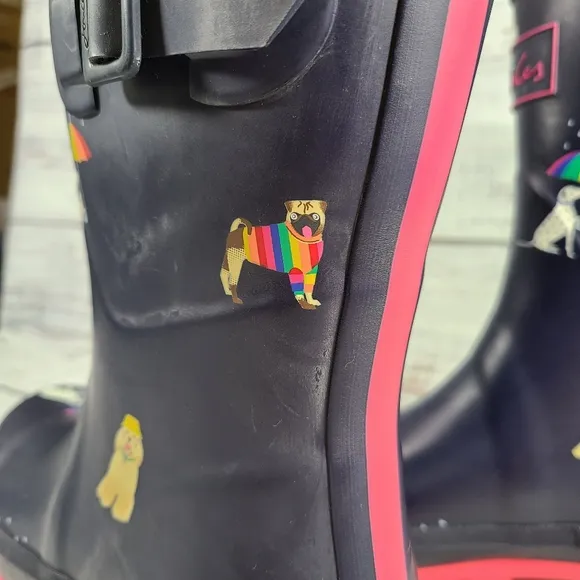 Joules Women's Rain Boots, With dog print, size 7