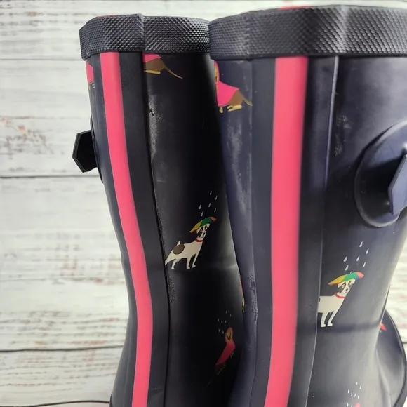 Joules Women's Rain Boots, With dog print, size 7