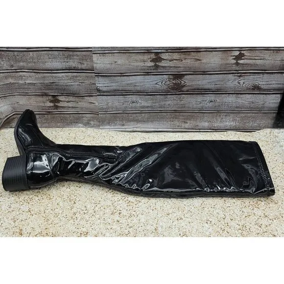 Journee Collection Mariana Black Patent Women's Over The Knee Boots Size 7
