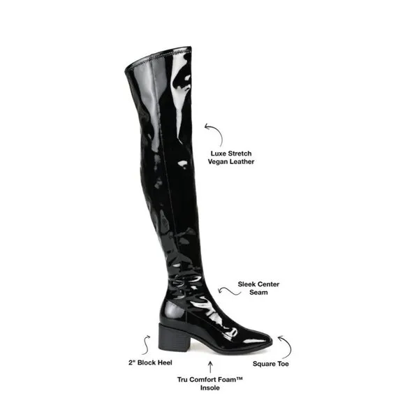 Journee Collection Mariana Black Patent Women's Over The Knee Boots Size 7