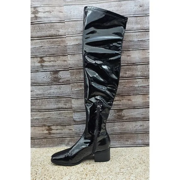 Journee Collection Mariana Black Patent Women's Over The Knee Boots Size 7