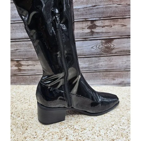 Journee Collection Mariana Black Patent Women's Over The Knee Boots Size 7