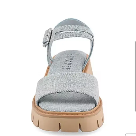 Journee Collection Womens Tillee Heeled Sandals. Size 11.‎  Color: Light Denim