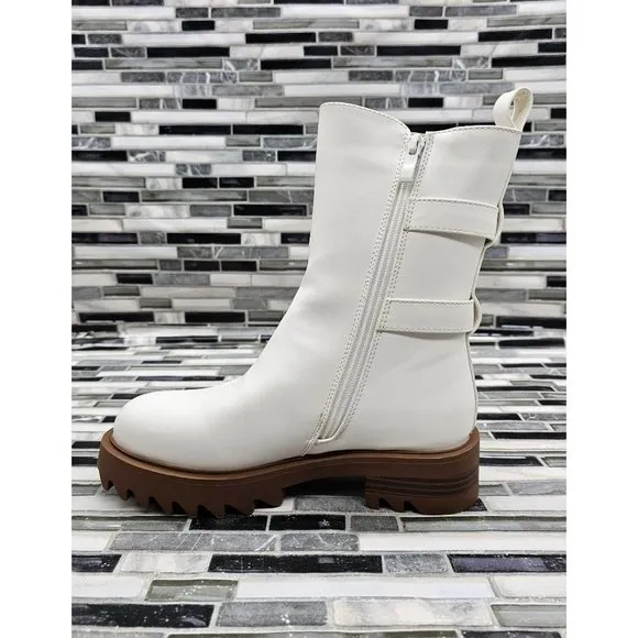 Journee Collection Yasmine White Women's Combat Boots Size 6