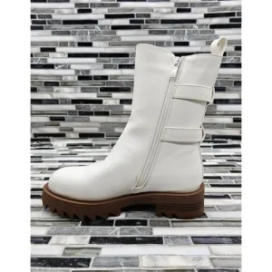 Journee Collection Yasmine White Women's Combat Boots Size 6
