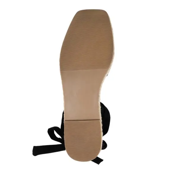 Journee Women's Emelie Espadrille Ankle Wrap Flat Sandals Black Size 7 1/2