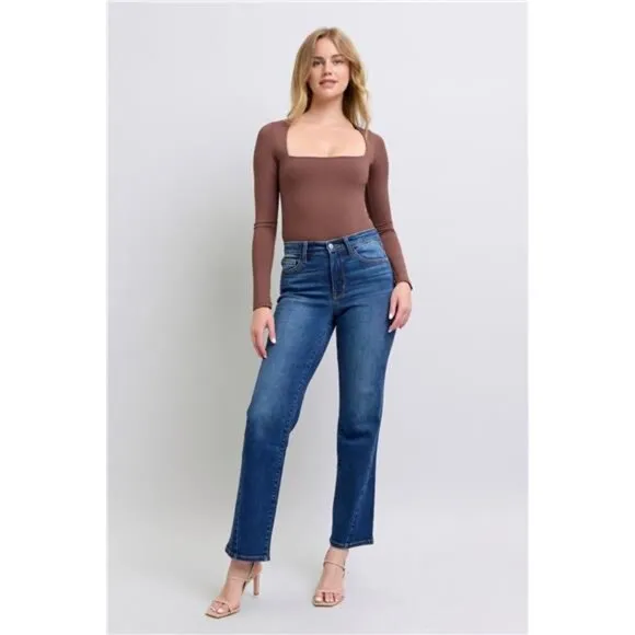 Judy Blue Full Size Side Seam Detail Straight Jeans with Pockets