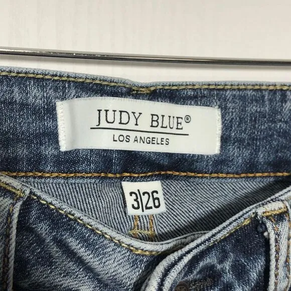 Judy Blue Womens Jeans Lillian High Rise Slim Straight Fit Size 26 Distressed