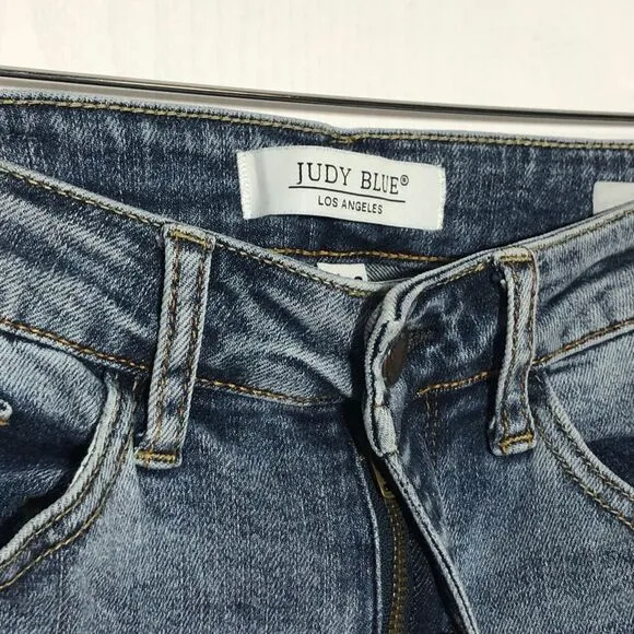 Judy Blue Womens Jeans Lillian High Rise Slim Straight Fit Size 26 Distressed