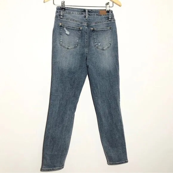 Judy Blue Womens Jeans Lillian High Rise Slim Straight Fit Size 26 Distressed
