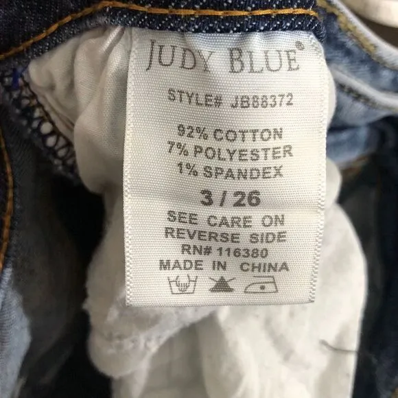Judy Blue Womens Jeans Lillian High Rise Slim Straight Fit Size 26 Distressed