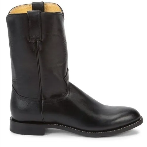 Justin 100% Leather Black Jackson Calf Height 3133 Western Cowboy Boots 7.5 NEW