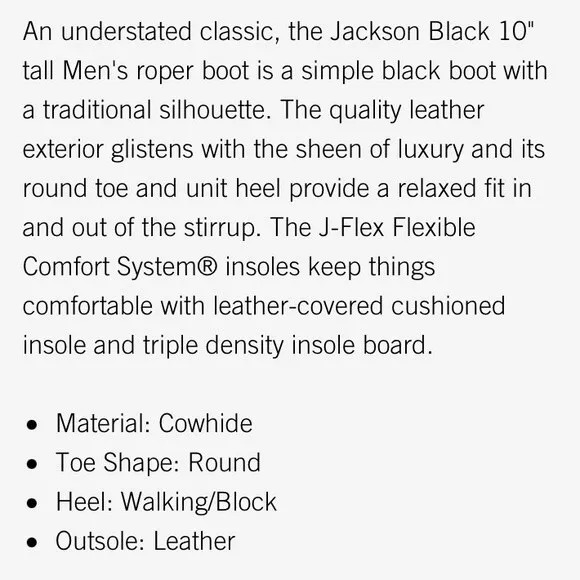 Justin 100% Leather Black Jackson Calf Height 3133 Western Cowboy Boots 7.5 NEW