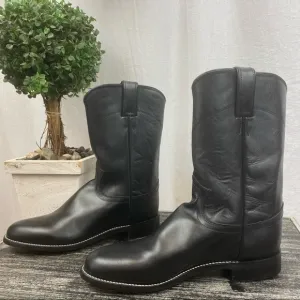 Justin 100% Leather Black Jackson Calf Height 3133 Western Cowboy Boots 7.5 NEW