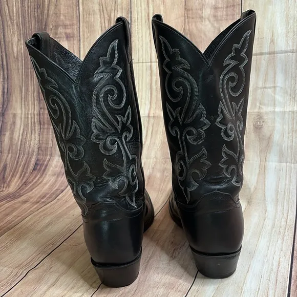 JUSTIN 1409 Western Cowboy Boots 13” Shaft Height Black Leather Men’s Size 14EE