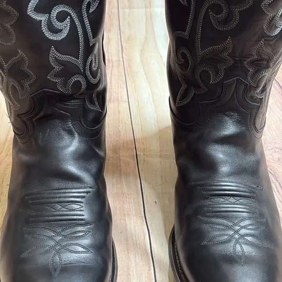 JUSTIN 1409 Western Cowboy Boots 13” Shaft Height Black Leather Men’s Size 14EE