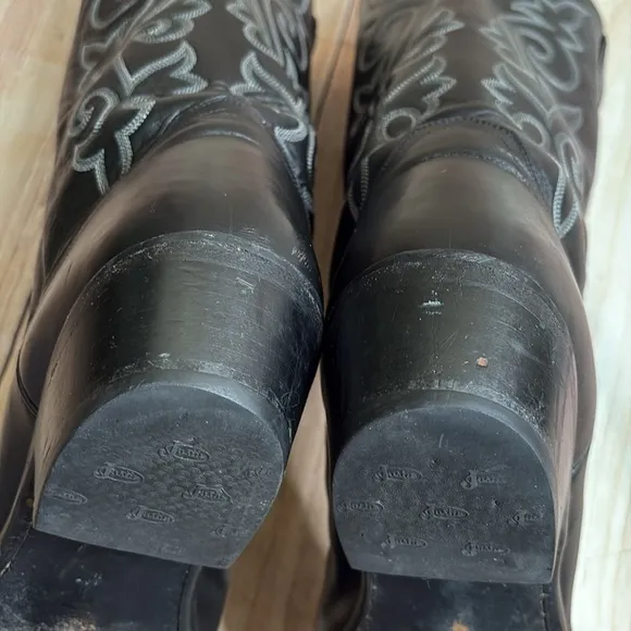 JUSTIN 1409 Western Cowboy Boots 13” Shaft Height Black Leather Men’s Size 14EE