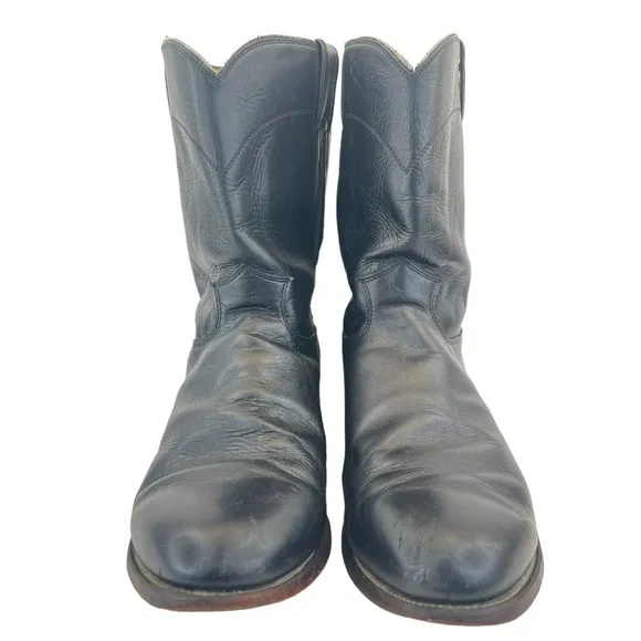 Justin Boots Ropers Collection Black Kipskin Western Boots