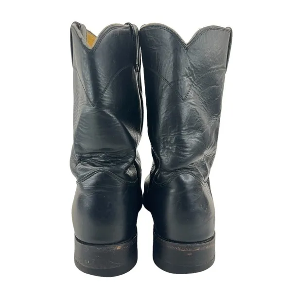 Justin Boots Ropers Collection Black Kipskin Western Boots