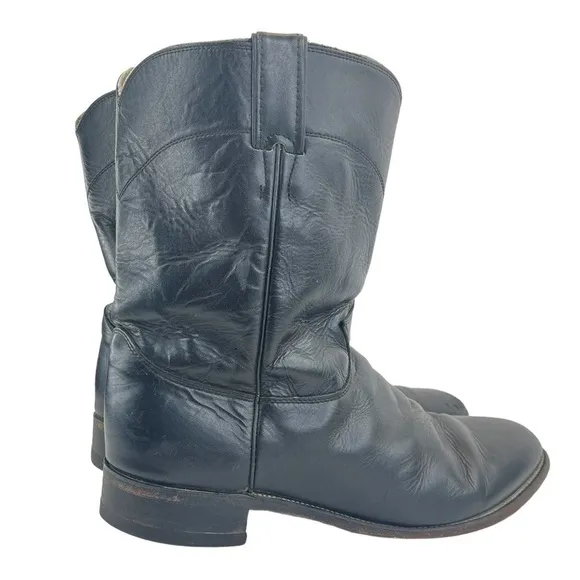 Justin Boots Ropers Collection Black Kipskin Western Boots