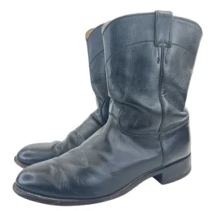 Justin Boots Ropers Collection Black Kipskin Western Boots