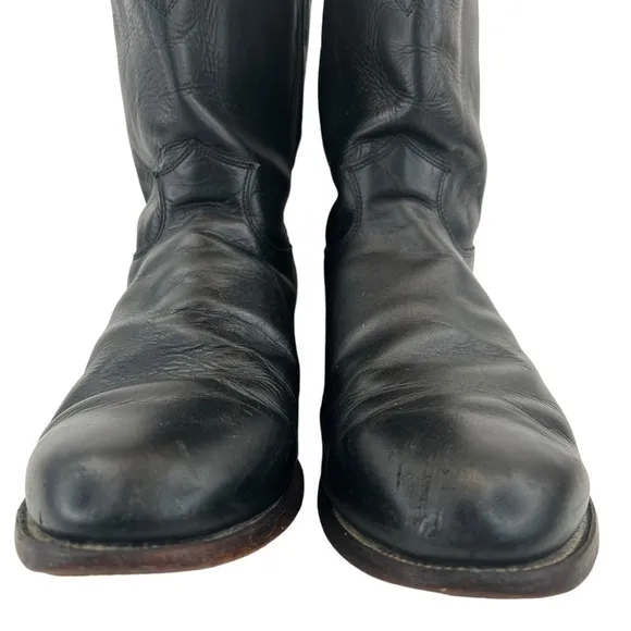 Justin Boots Ropers Collection Black Kipskin Western Boots