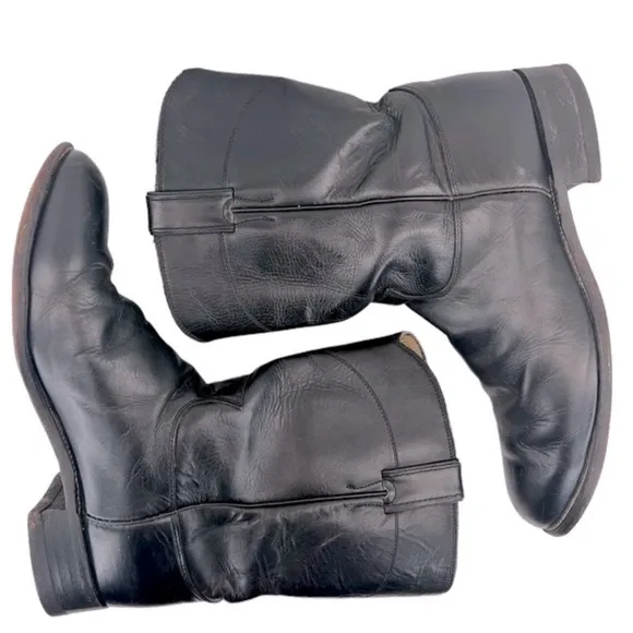 Justin Boots Ropers Collection Black Kipskin Western Boots