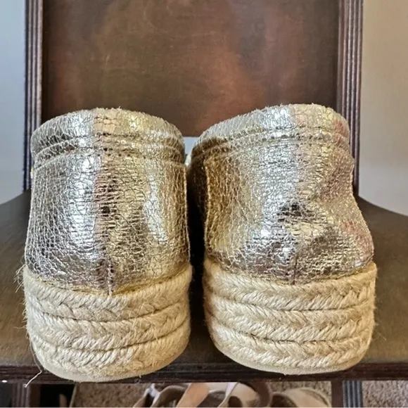 KAANAS Womens gold Metallic Espadrilles Loafers Slip On Shoes Sz US 37 or 7 NBW