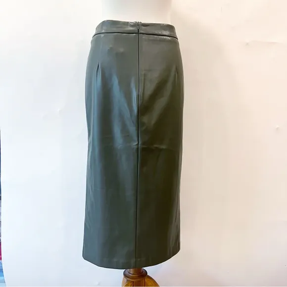 Karen Millen Vegan Military Button Pencil Midi Skirt