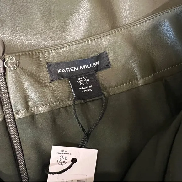 Karen Millen Vegan Military Button Pencil Midi Skirt