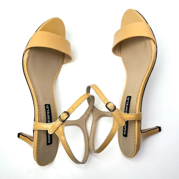 Karl Lagerfeld Demas Patent Leather Kitten Heel Sandals