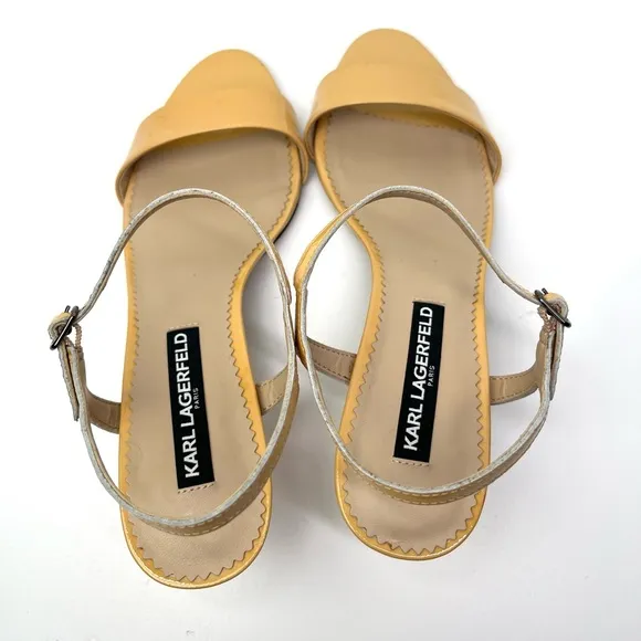 Karl Lagerfeld Demas Patent Leather Kitten Heel Sandals