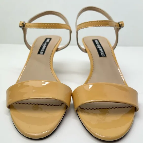 Karl Lagerfeld Demas Patent Leather Kitten Heel Sandals