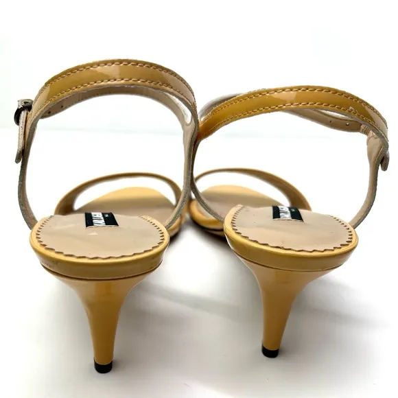 Karl Lagerfeld Demas Patent Leather Kitten Heel Sandals