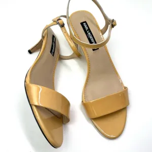 Karl Lagerfeld Demas Patent Leather Kitten Heel Sandals