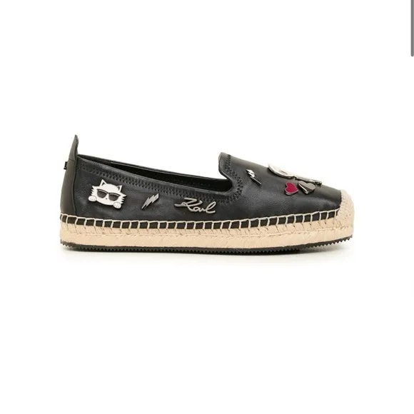 Karl Lagerfeld Michaela Cate Pins Black Espadrilles