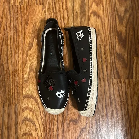 Karl Lagerfeld Michaela Cate Pins Black Espadrilles