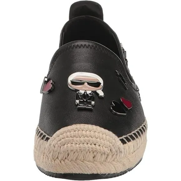 Karl Lagerfeld Paris Women's Michaela Cate Pins Espadrill, Black Size 10M