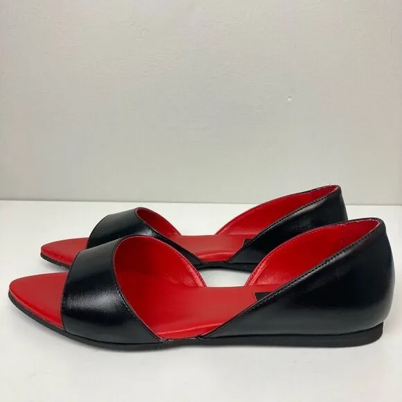 Kat Von D Shoes The Lizzy Flat Pointed Toe Vegan Vamp Gothic Black Red 7.5 NWOB