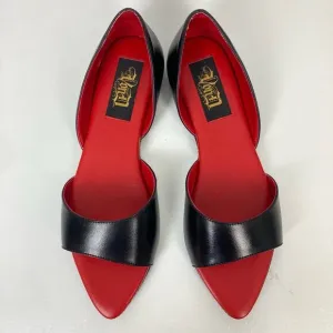 Kat Von D Shoes The Lizzy Flat Pointed Toe Vegan Vamp Gothic Black Red 7.5 NWOB