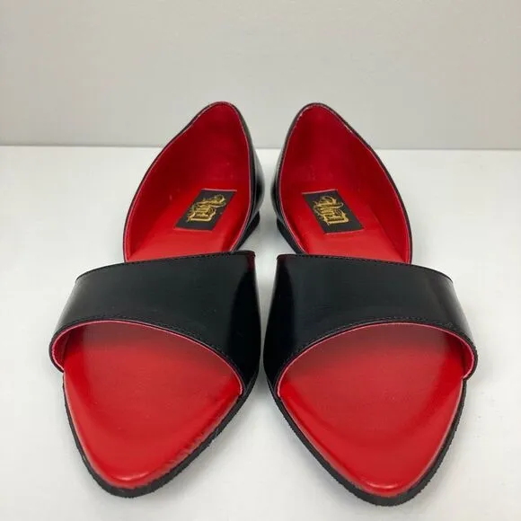 Kat Von D Shoes The Lizzy Flat Pointed Toe Vegan Vamp Gothic Black Red 7.5 NWOB