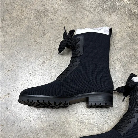Kate Spade Black Combat Moto Boots Sturdy Lace-Up Design