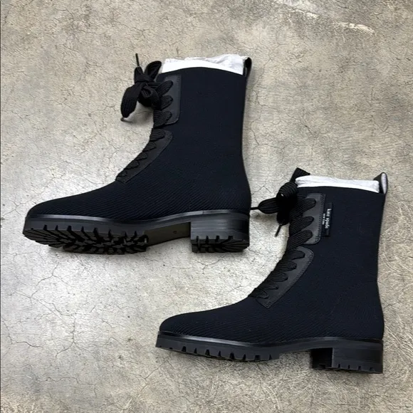 Kate Spade Black Combat Moto Boots Sturdy Lace-Up Design